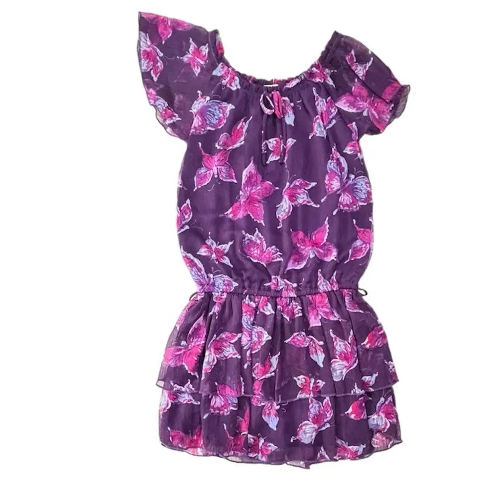The Children’s Place | Purple Pink Girls Sheer BUTTERFLY Summer Dress Size 8